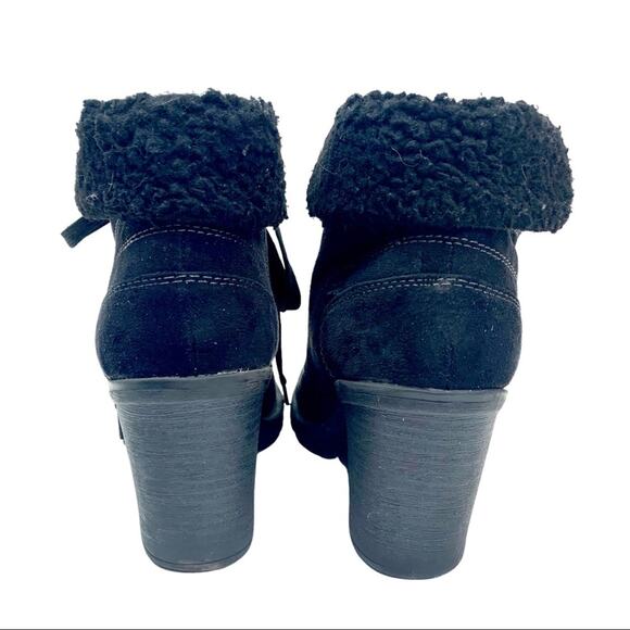 Jellypop Women's Winter Ankle Booties Black Suede Lace Up Chunky Rubber Heel 7.5 - Picture 8 of 9
